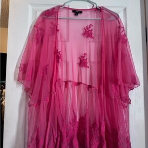 Torrid Pink Floral Embroidered Kimono